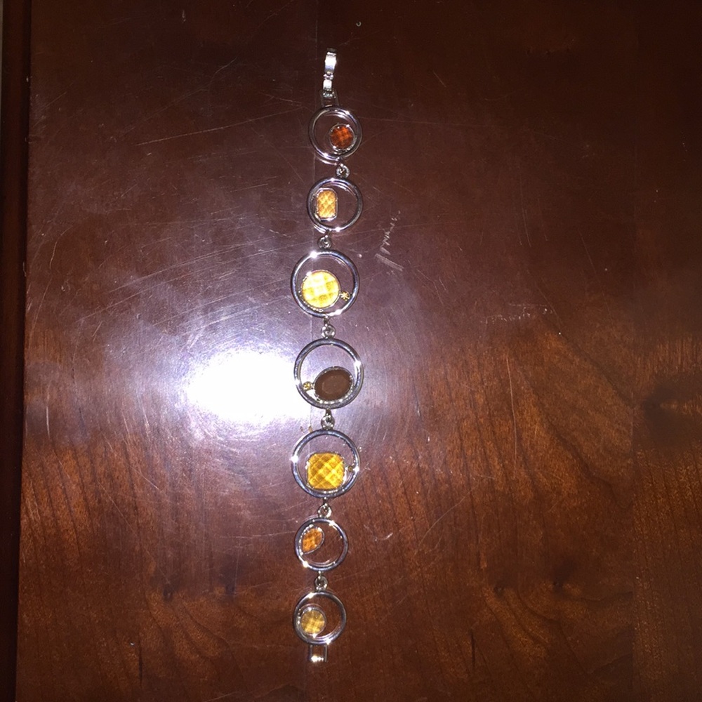 Lia Sophia Silvertone Brown Stone Alex Bracelet 7”